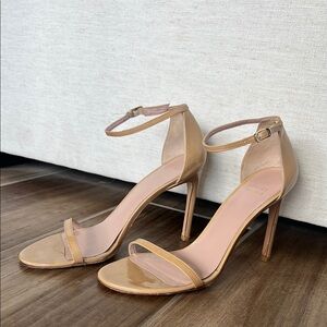 Stuart Weitzman Patent Leather Camel Nude Heels - 9